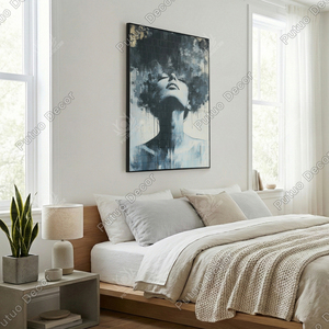 Pintura Abstracta de Figura con Textura de Espuma y Detalles en Lámina Dorada, Chica Negra Moderna, Decoración de Pared 3D Vanguardista - Product Image 6