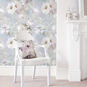 Papel Tapiz Autoadhesivo con Textura de Lona - Serie de Patrones Florales Morados, Revestimiento de Pared con Estética Romántica Francesa, Vinilo - Product Image 5