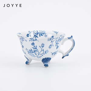 Joyye Hand Painting Three <strong>Footed</strong> <strong>Mug</strong> for Tea Flower Dinner Set 250ml Porcelain Tea Cup <strong>Mug</strong> Gold Speckle on Handle - Product Image 5