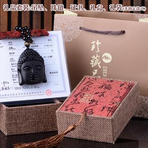 Chine vente en gros pas cher grosses perles religieuses thaïlandaises obsidienne noire visage <span class=keywords><strong>bouddha</strong></span> pendentif collier masculin bijoux avec chaîne en corde pour hommes - Product Image 3