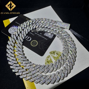 Chaîne cubaine à fermoir boîte pour homme, 12 mm, 2 rangs de pierres, chaîne cubaine diamant DVVS1 sertie à griffes, vente chaude - Product Image 2