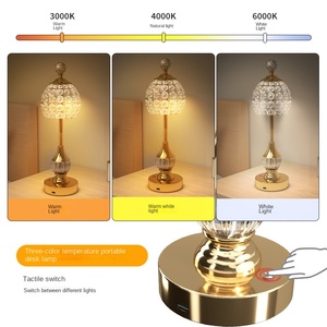 Lampe de table sans fil 5200mAh Lampe de chevet à intensité variable pour hôtel Portable et rechargeable avec options d'ombre noire et rose - Product Image 4