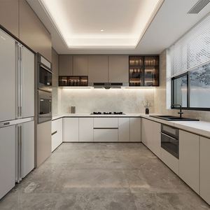 Idées de cuisines en Kenya : Ensemble complet d'armoires de cuisine à assembler soi-même, blanc, moderne, dernières tendances - Product Image 1