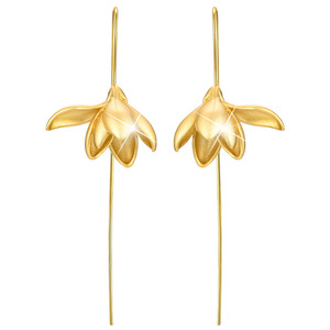 Pendientes con forma de flor, joyería de estilo chino retro para mujer, aleación de zinc, oro y plata - Product Image 5