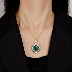 Collier tendance en cuivre écologique plaqué or avec pendentif imitation tourmaline taille rose 18 mm, style rétro, pour femme, usage quotidien - Product Image 6