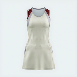 Women Sleeveless netball <b>jersey</b> Sport <b>Dress</b> <b>White</b> With Red And Gray Accents Breathable Polyester For Adults - Product Image 1