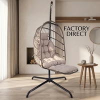 Fauteuil suspendu pliable en rotin PE avec support et repose-jambes, couleur personnalisable, pour l'exportation professionnelle (vente en gros)
