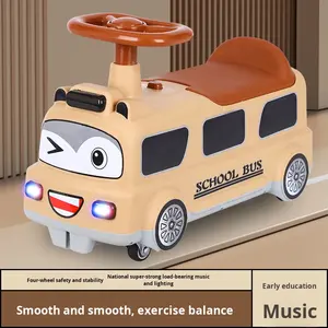 Baby Bus Ride-On Toy Scooter Manual School Bus Music Light Universal Wheel Twist Car para 2-4 años Batería Caja de almacenamiento de plástico - Product Image 3
