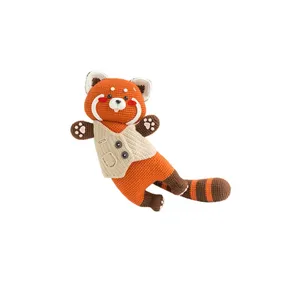 儿童玩具毛绒动物可爱小熊猫钩针浣熊玩具可爱熊猫手工Amigurumi玩具