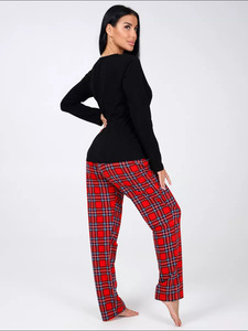 Conjunto de Pijama de 2 Piezas para Mujer, Cintura Elástica, Cuello Redondo, Estampado Personalizado, Ropa de Dormir, Pijama Navideño - Product Image 3