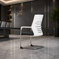 Chaise de conférence cantilever avec dossier blanc et base chromée, certifiée BIFMA ISO, pour invités et bureaux – Source de gros vérifiée