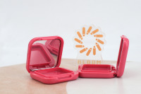 Boîtier compact carré arrondi en plastique vide pour fard à paupières, avec miroir, personnalisable avec logo, pour échantillons de blush
