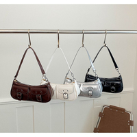 Sacs à bandoulière Y2K tendance pour filles, petits sacs à poche simples, sacs croissant pour femmes, sacs sous le bras en cuir PU au design mode, sacs à main