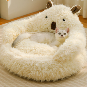 Cama cálida de invierno para perro, sofá redondo de madera de lujo para gatos y mascotas, <span class=keywords><strong>camas</strong></span> individuales de <span class=keywords><strong>canguro</strong></span>, dos colchones de marca para perros - Product Image 2