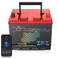 T.E.T 12.8V 60AH 240A Arus Kontinu Kelompok 24 Baterai Starter Mobil LiFePO4 (Dilengkapi Bluetooth)-Pengganti Aki Timbal-Asam Garansi 2 Tahun
