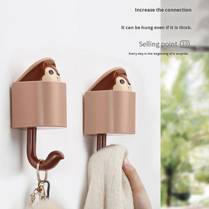 Anya Bán Buôn Nhà Bếp Phim Hoạt Hình Sáng Tạo Dễ Thương Động Vật Móc Áo Treo Tường Mạnh Mẽ Nhựa ABS Tự Dính Sóc Tường Móc - Product Image 6