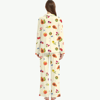 Groothandel Op Maat Gemaakt ODM Zachte Ademend Dames Loungewear Fruitprint Lange Mouwen Lange Pyjama Set