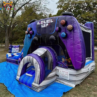 Offre Spéciale : Combo Château Gonflable Gamer Level Up - Toboggan Aquatique/Sec Gonflable pour Enfants, Usage Commercial, Capacité 200KG, Installation Facile