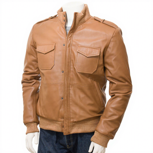 Chaqueta Bomber de Cuero Genuino para Hombre, Ajuste Delgado, Estilo Motero, con Ribete de Punto Acanalado, Abrigo de Piel de Vacuno, Prenda Exterior Clásica y Moderna, Nueva - Product Image 1