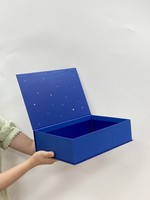 Coffrets cadeaux rigides de luxe emballage de couverture en coton bleu foncé couvercle magnétique boîte en carton à rabat taie d'oreiller draps de lit boîtes d'emballage