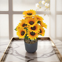 Bouquet de tournesols artificiels, tige de tournesol artificielle, faux tournesol réaliste pour la décoration de la maison, des mariages et des fêtes, pot non inclus