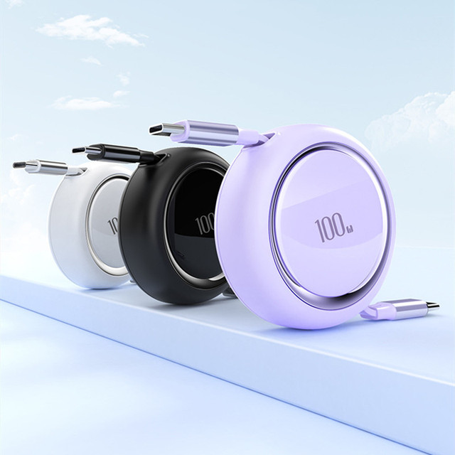 Retractable 1M 100W Fast Charging Type-C to C Flexible Flat USB Cable for Android Phones & Devices
