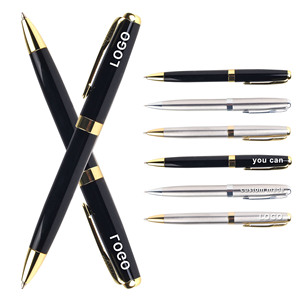 Ensemble de stylos de luxe de marque hôtelière avec finition dorée, outils d'écriture gravés, service d'impression de logo personnalisé, coffret de présentation élégant - Product Image 1
