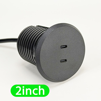 Cargador de Muebles Mini USB Tipo-C de 2 Pulgadas con Diseño Redondo para Escritorio, 2 Puertos USB y Enchufe UK para Sofá