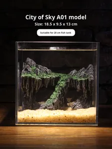 Acquario accessori-artificiale picco di montagna decorazione di piante acquatiche ornamento acquario acquario paesaggistico nascondiglio roccioso grotta muschio - Product Image 4