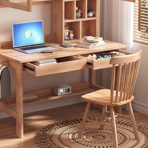 <b>Solid</b> Ash <b>Wood</b> Desk With Bookshelf For Student Child Adult Study Writing Computer Use DZ 650 - Product Image 2