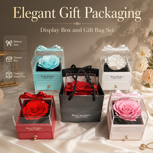 Regalo di Natale e San Valentino, <span class=keywords><strong>Collana</strong></span> con Rose Eterne, Rose Conservate in Scatole Acriliche, Set Regalo di Lusso per Donne - Product Image 6