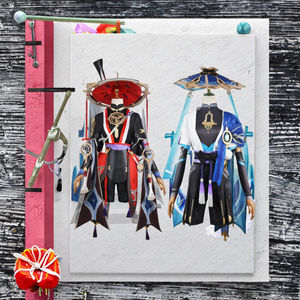 Pour Genshin Impact <span class=keywords><strong>Scaramouche</strong></span> <span class=keywords><strong>Cosplay</strong></span> Costume Set Halloween Balladeer Kunikuzushi Bucket Hat & Perruque Sumeru Anemo Costume pour Anime - Product Image 3