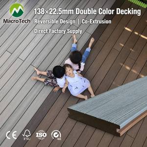 Tarima de WPC Coextruido de Perfil Sólido de Alta Resistencia, Antideslizante, 138*22.5mm, Tablas Compuestas con Vetas de <span class=keywords><strong>Madera</strong></span> de Doble Cara, Venta al por Mayor - Product Image 1