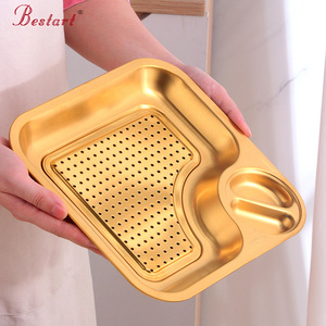 Eco-Friendly Stainless Steel <strong>Rectangular</strong> <strong>Serving</strong> Platter for Appetizers Dumplings Dinner <strong>Plate</strong> with Dipping Sauce for Camping - Product Image 6
