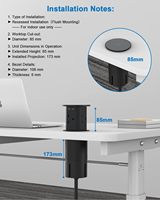 Prises escamotables 85 mm pour plans de travail de cuisine avec recharge sans fil / Prise de courant encastrée pour bureau 4 prises UK pour la maison et le bureau