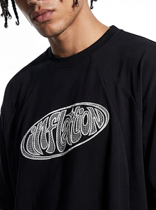 เสื้อยืดโอเวอร์ไซส์ลายปักกราฟิกสำหรับผู้ชาย ผ้าฝ้ายผสมโพลีเอสเตอร์ ลำลอง สตรีท แขนสั้น ไซส์ M L XL สีดำ สีขาว - Product Image 5
