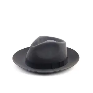 LiHua-Sombrero de lana con lazo para hombre, Fedora a prueba de agua, sombrero Fedora con lazo, ala corta, fieltro