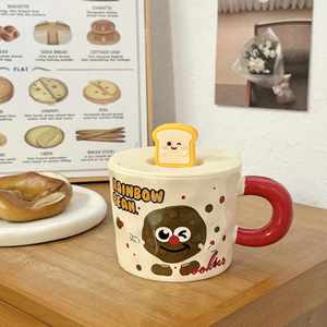 Cute Cartoon <b>Ceramic</b> <b>Mug</b> with <b>Lid</b> High Temperature Resistant & Microwave Safe Girls' Office Use Birthday Gift - Product Image 3