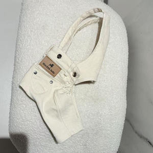 JM-Pantalon à bretelles Doggy Cowboy en denim <span class=keywords><strong>noir</strong></span> <span class=keywords><strong>et</strong></span> <span class=keywords><strong>blanc</strong></span>, style ours en peluche, poméranien, denim 100% coton - Product Image 5