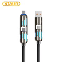Câble de données USB-C 4-en-1 XTAURI en silicone avec charge rapide PD 3A et alliage de zinc pour accessoires d'appareil photo et de téléphone portable