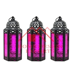 Linterna de vela marroquí de nuevo diseño 2025, decoración colgante de hierro dorado antiguo para bodas, hecha de Metal - Product Image 4