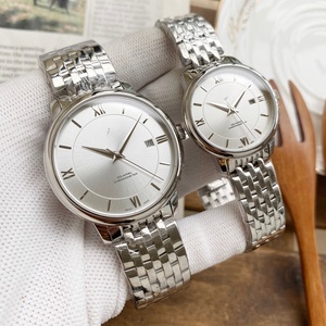 Reloj Mecánico Automático para Pareja, Correa de Acero Inoxidable, Esfera con Números Romanos, Visualización de Fecha, Resistente al Agua, Estilo Ejecutivo, Marca Omegaes - Product Image 1