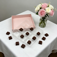 Boîte en papier rose à 21 compartiments, boîte avec couvercle et base, boîte d'emballage pour chocolats, truffes, gâteaux et brownies, pliable