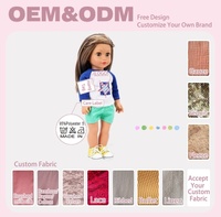 Vêtements de jeu quotidiens pour poupée OEM 18 pouces, T-shirt à manches raglan bicolore à motif étoile + short vert, Fournisseur de vêtements personnalisés pour poupées