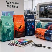 Sac personnalisé imprimé anti-odeur pour aliments pour animaux de compagnie 10 kg, pochette à soufflet latéral, emballage en gros pour aliments secs, sac robuste doublé d'aluminium 20 lb