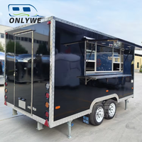 ONLYWE Vente en gros de camions de cuisine mobiles personnalisés de 4 m, grande cuisine mobile pour pizza, restauration rapide, camion de nourriture avec cuisine complète à vendre aux États-Unis