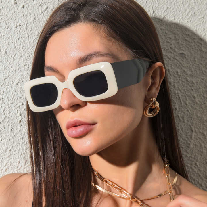 2021 été rétro Style carré lunettes de soleil pour hommes et femmes blanc  PC cadre large côté nouvelle tendance
