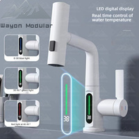 Robinet numérique Wayon gris mat intelligent pour salle de bain avec douchette extractible et affichage de la température