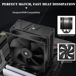 Thermalright AS120 EVO Dark CPU Cooler 4pin PWM <span class=keywords><strong>120mm</strong></span> Ventilateur PC silencieux pour AMD AM4 AM5/Intel 1700/1150/1151/1200 - Product Image 3