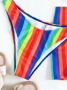 Nuevo Bikini de Playa Sexy a Rayas para Mujer, Estilo Europeo y Americano, Traje de Baño de Tres Piezas, Superventas - Product Image 5